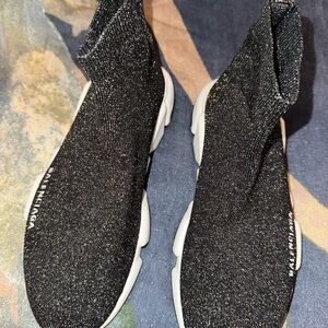 Balenciaga Women's Glitter Black Sock Sneakers